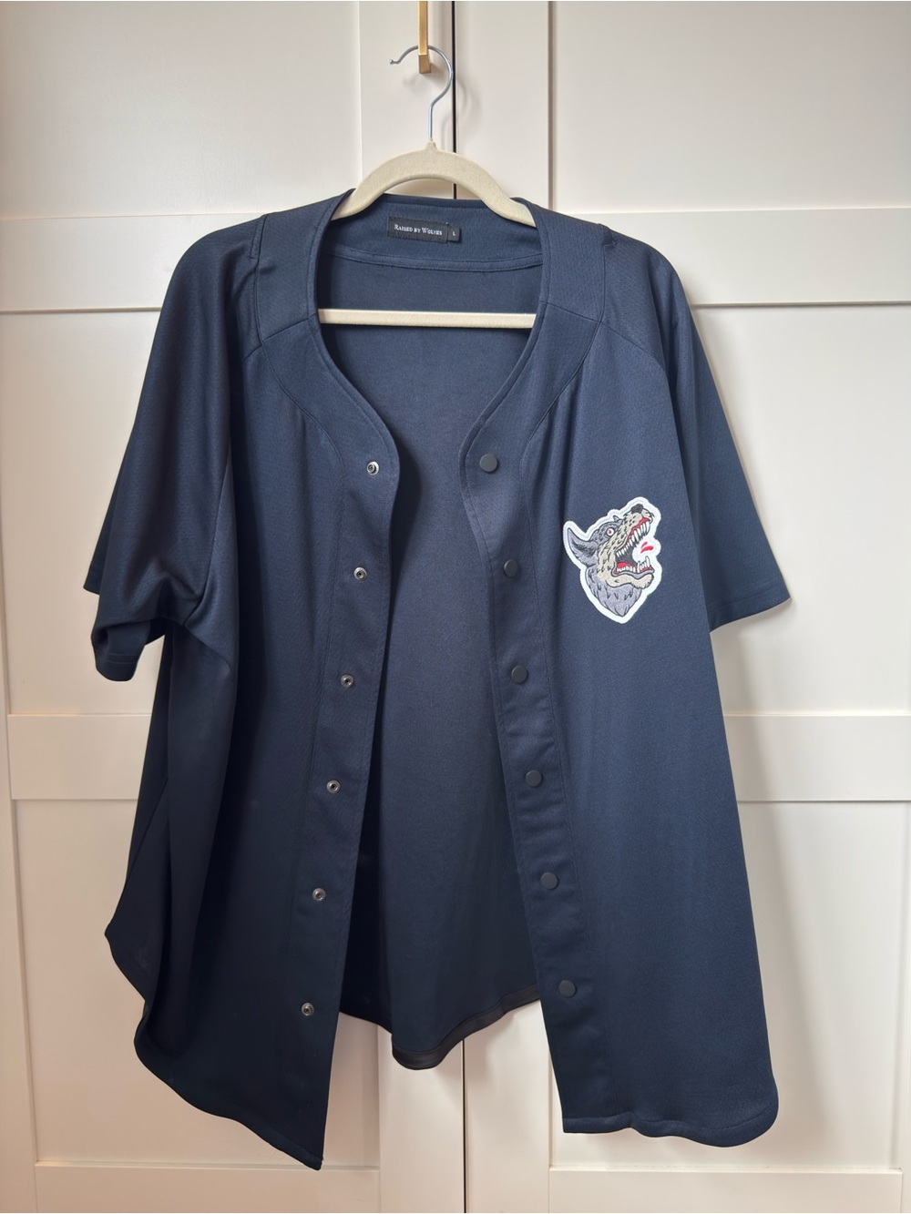 Raised by Wolves Men's Navy Button-Front Jersey with Wolf Patch